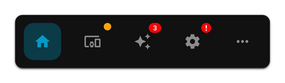 Navbar with dot, count, and icon badges