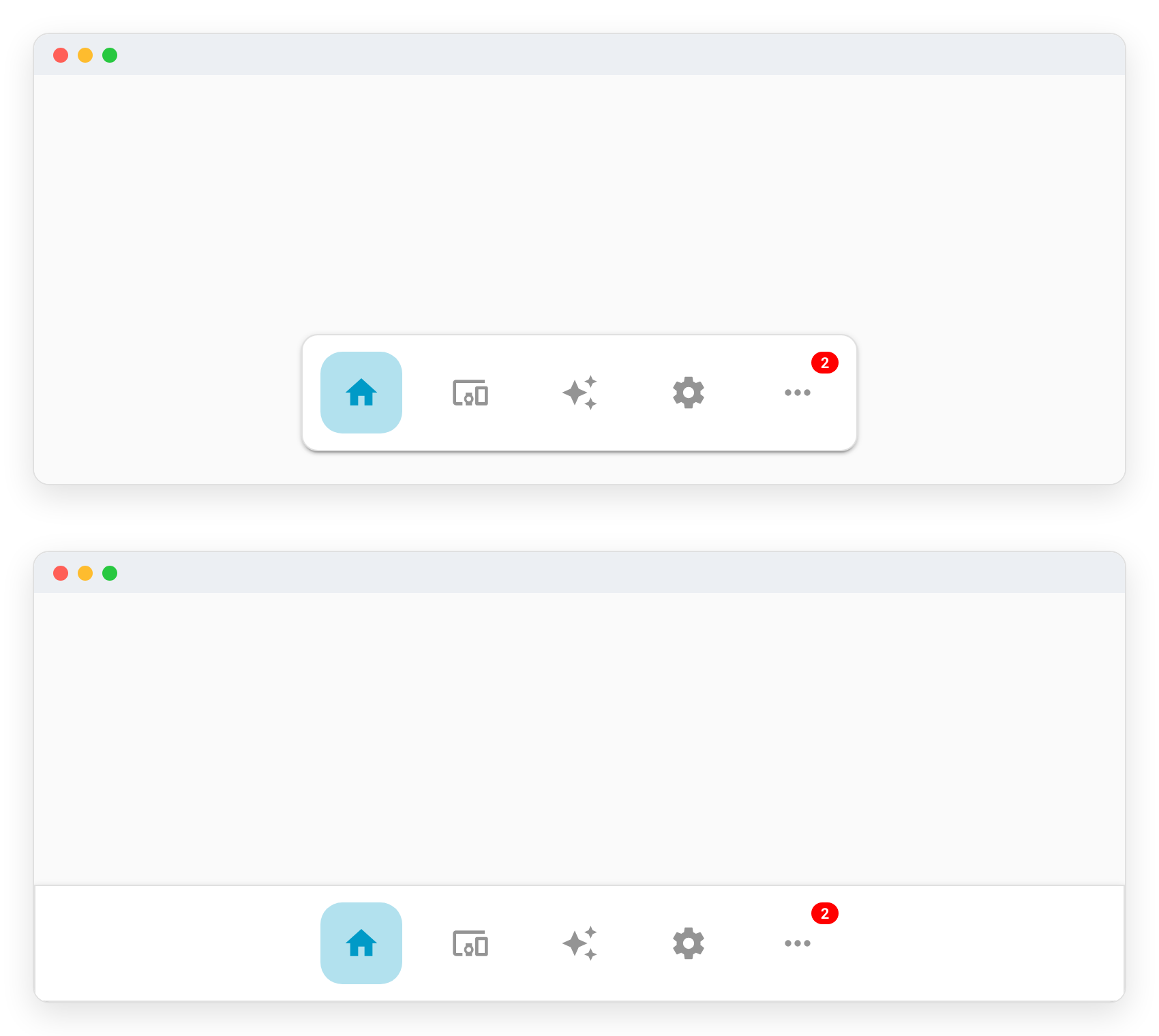 Desktop navbar floating and docked