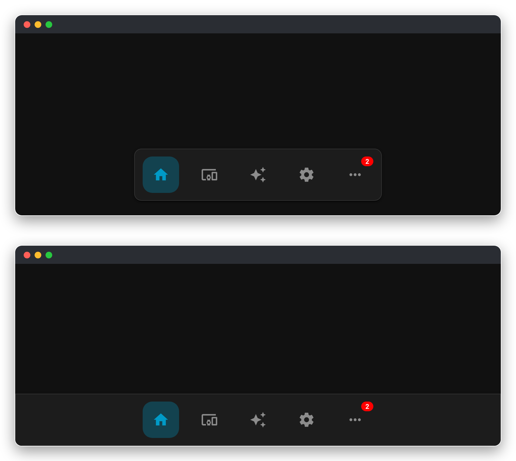 Desktop navbar floating and docked