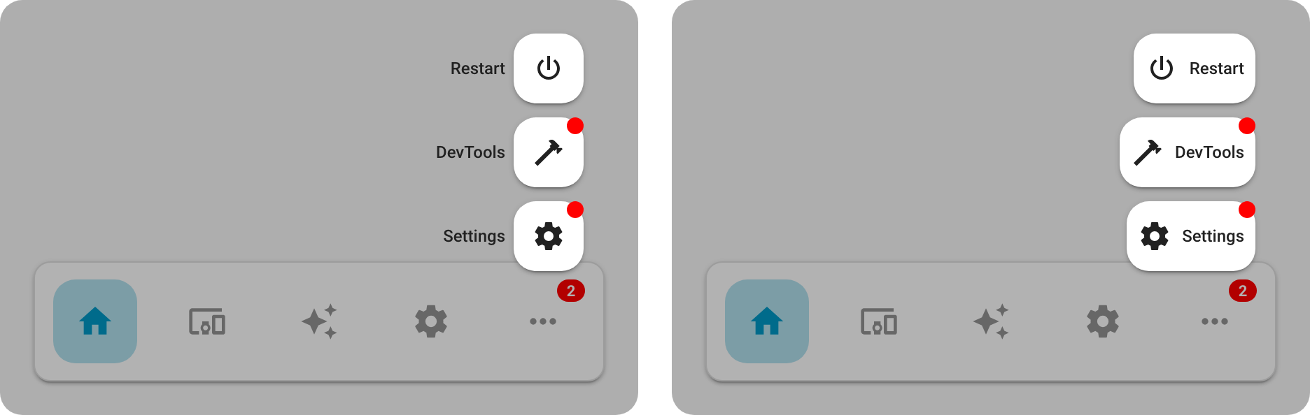 Desktop popup labels without and with backgrounds