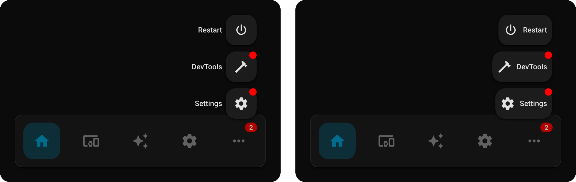 Desktop popup labels without and with backgrounds