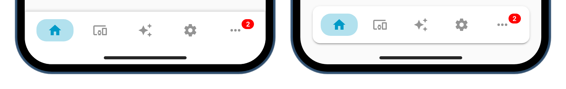 Mobile navbar docked and floating