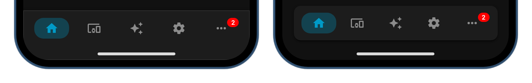 Mobile navbar docked and floating