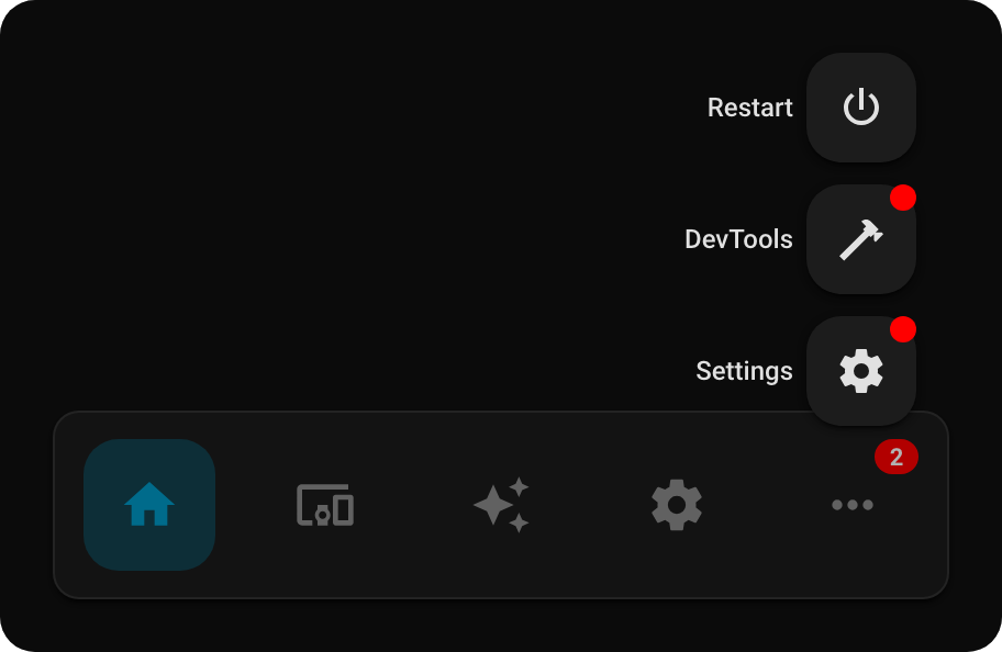 Navbar with the More popup open