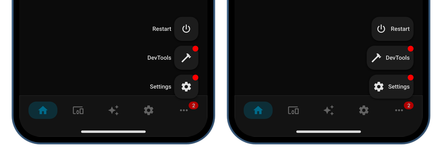 Mobile popup labels without and with backgrounds