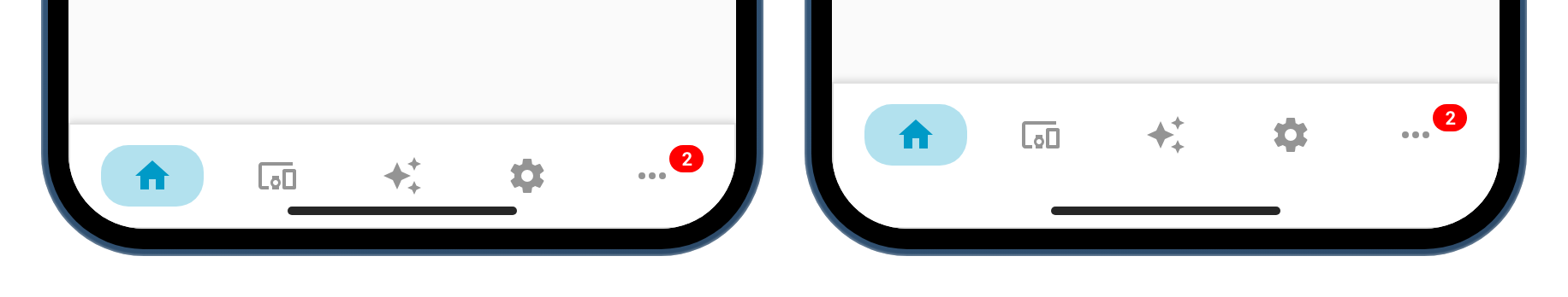 Mobile navbar with safe_area off (left) and on (right)