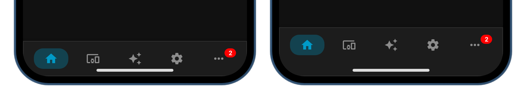 Mobile navbar with safe_area off (left) and on (right)