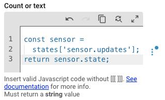 Badge text field as a JavaScript template code editor