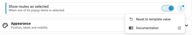 Overridden option and its menu